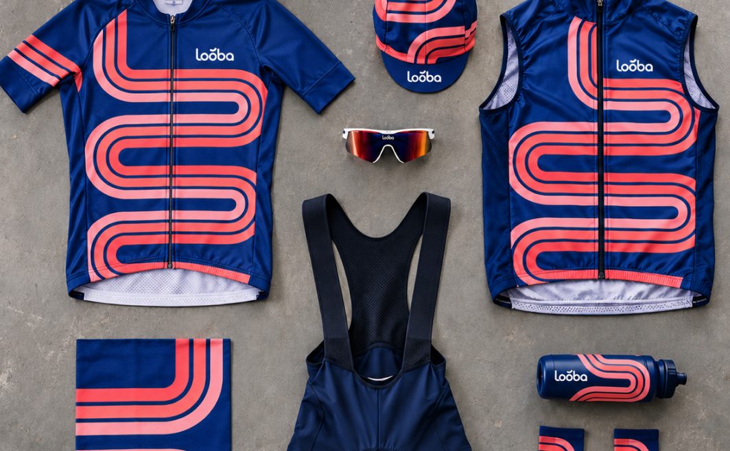 Divise da ciclismo Looba in blu e corallo